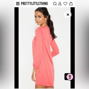 NWT Washed Red Frill Long Sleeve Smock Dress